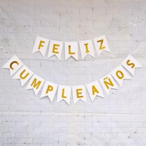 Banderin Feliz Cumpleaños Con Stamping Dorado Varios Colores Cotillón