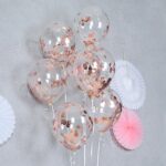 Set de Globos Confetti Gold Rose Metalizado  x 5 Unidades 12 Pulgadas.
