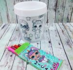 TAZA DE PLASTICO PARA PINTAR CON CAJITA DE LAPICES TODO PERSONALIZADO - Imagen 2