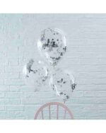 Set de Globos Confetti Plateado  Metalizado  x 5 Unidades 12 Pulgadas.