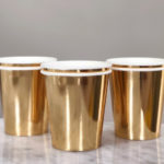 Vaso de Polipapel  Dorado Liso x6 Unidades