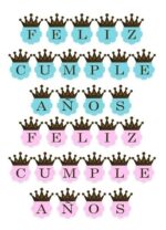Banderin Feliz Cumpleaños Con Corona. Princesa y Principe. - Imagen 2