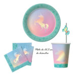 Plato Unicornio Iridiscente  Polipapel de 22,5  cm Por 6 Unidades - Imagen 2