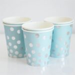 Vaso de Polipapel  Celeste  Lunares Plateados   x 6 Unidades