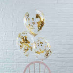 Set de Globos Confetti Dorado  Metalizado  x 5 Unidades 12 Pulgadas.