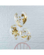 Set de Globos Confetti Dorado  Metalizado  x 5 Unidades 12 Pulgadas.