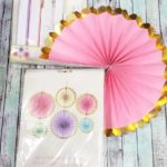 Juego de Rosetas Pastel Multicolor con Borde Dorado x 6 Unidades Varias Medidas.