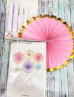 Juego de Rosetas Pastel Multicolor con Borde Dorado x 6 Unidades Varias Medidas.