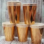 Vasos Metalizados Polipapel Rosa Gold x 6 Unidades