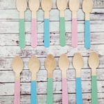 Cucharas de Bamboo x 10 Unidades Impresa Color Pleno Multicolores o Lisos.