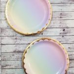 Platos Polipapel Degrade Pastel Borde Dorado x 8