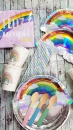 Vaso Polipapel ArcoIris Lovely  x 10 Stamping Plata - Imagen 2