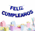 Banderin Feliz Cumpleaños Troquelado Amarillo Borde Dorado