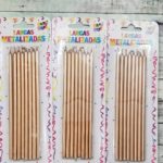 Velas Largas Metalizadas Rosa Gold Dorado o Plata x 8 en Blister