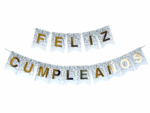 Banderin Feliz Cumpleaños Confetti Stamping Dorado Varios Colores - Imagen 3