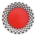 Plato de Cartón Grande 22,5 cm  Borde Cuadros Negros x 10 RACE CARRERA