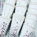 Vaso Polipapel Blanco Estrellas Stamping Plateada x 10