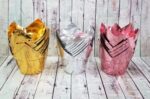 Tulipa Molde de Cupcake  Metalizado Papel Aluminio Dorado Plateado o GoldRose   x 10