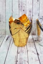 Tulipa Molde de Cupcake  Metalizado Papel Aluminio Dorado Plateado o GoldRose   x 10 - Imagen 3