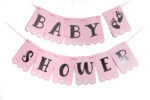 Banderin Stamping Plata Baby Shower en Rosa o Celeste