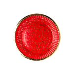 Plato Polipapel Rojo Stamping Estrellas Doradas x 8