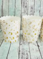 PortaCupcake Blancos con Stamping Dorado Varios Modelos x 10. - Imagen 2