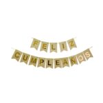 Banderin Feliz Cumpleaños Kraft con Stamping Dorado