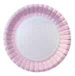 Platos Polipapel Grandes x 10 a Lunares Blancos. 22.5 cm Diametro. Celeste o Rosa.