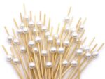 Pinche de Bamboo Perla Plateada 12  cm  Vienen por 50 Unidades