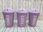 Vaso Milshake Plastico Pastel Personalizado Con Vinilo. - Imagen 3