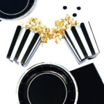Cajita Pochoclera Rayada Plateado y Negro Stamping x8 Unidades - Imagen 2