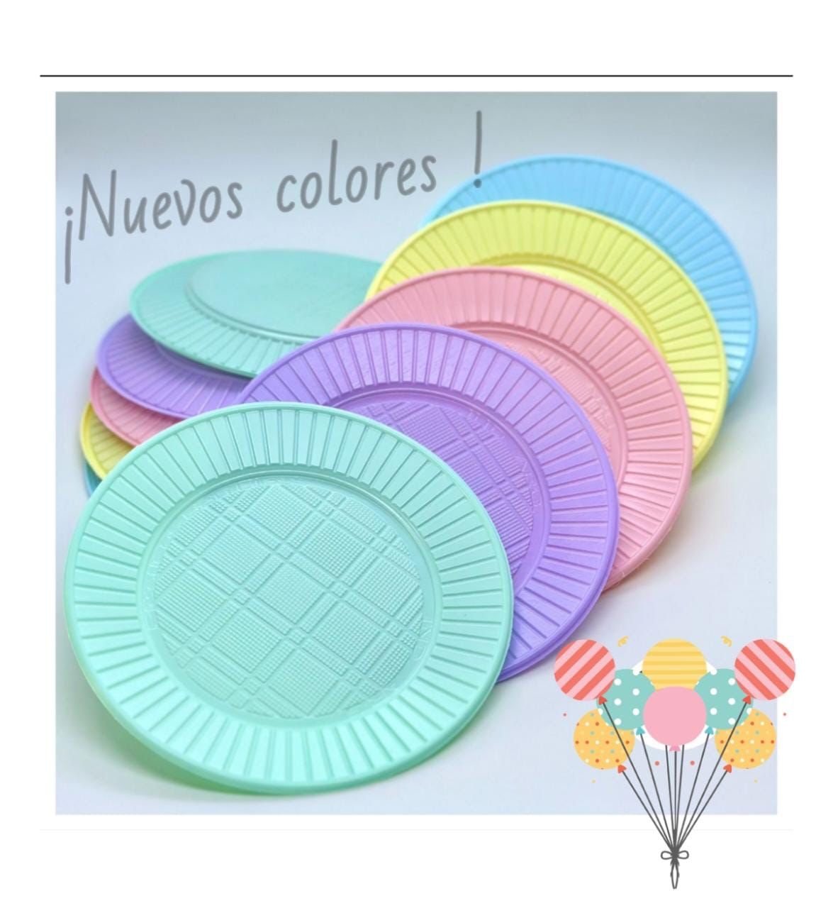 Platos de Plastico Pasteles de 17cm Plastico x 10 Mismo Color - Cotillón  Party Expres