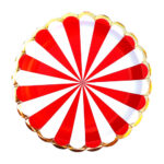 Platos de Polipapel Ruleta Rojo  y Blanco Borde Stamping Dorado x 8
