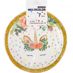 Platos Polipapel x 10 Unidades UNICORNIO GOLD