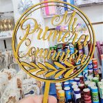 Adorno Cake Topper Comunion Fibrofacil Dorado Mi comunion Circulo o Caliz