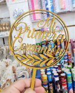 Adorno Cake Topper Comunion Fibrofacil Dorado Mi comunion Circulo o Caliz