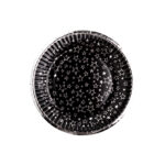 Plato Polipapel Negro Stamping Estrellas Plateadas  x 8