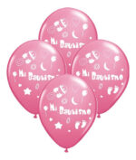 Globos Estampados MI BAUTISMO ROSA x 10 unidades. - Imagen 2