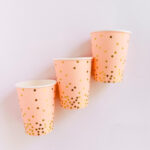 Vasos Polipapel Pastel ROSA con LUNARES DORADOS  Stamping x 10