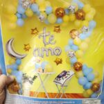 Set de Globos XL Arcada Amarilla  Celeste y Dorada y Luna