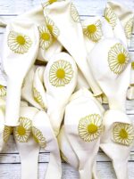 Globos Estampados MARGARITAS MIX  Amarillos y Blancos x 10 unidades. - Imagen 2