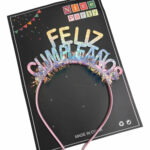 Vincha FELIZ CUMPLE DEGRADE PASTEL.