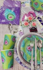 Servilleta Linea PAVO REAL con Stamping Plateado x 12 Unidades - Imagen 2