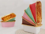 Molde Para MINI BUDIN Metalizado Apto Horno. x 10 Unidades. Fondo Dorado. Blanco Rosa Celeste y Chocolate