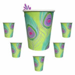 Vasos Linea PAVO REAL con Stamping Plateado x 6 Unidades