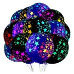 Globos Negro ESTRELLAS NEON Fluo. 12 Pulgadas x 5 Unidades Importados Serpentex.