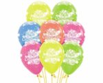 Globos NEON FELIZ CUMPLEAÑOS Fluo. 12 Pulgadas x 5 Unidades Importados Serpentex