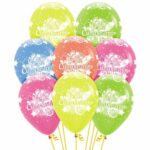 Globos NEON FELIZ CUMPLEAÑOS Fluo. 12 Pulgadas x 5 Unidades Importados Serpentex