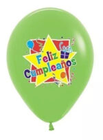 Globos FELIZ CUMPLEAÑOS POLICROMIA. 12 Pulgadas x 5 Unidades Importados Serpentex - Imagen 3