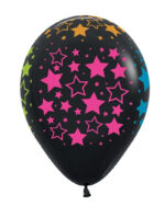 Globos Negro ESTRELLAS NEON Fluo. 12 Pulgadas x 5 Unidades Importados Serpentex. - Imagen 4